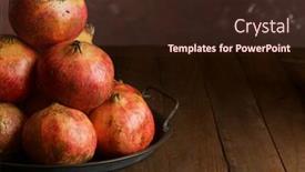  Presentation with pomegranates - Slides having pomegranates-view-on-a-metal background and a wine colored foreground