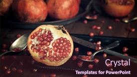  Presentation with pomegranates - PPT layouts having pomegranates-view-on-a-wood background and a wine colored foreground