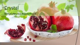  Presentation with pomegranate - Colorful slide set enhanced with pomegranates whole and cut open backdrop and a yellow colored foreground