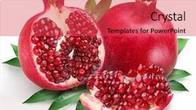  Presentation with pomegranate - PPT theme enhanced with pomegranates with pomegranate leaves isolated background and a red colored foreground
