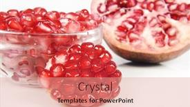  Presentation with fruit - Cool new PPT theme with pomegranete-pips-and-fruit backdrop and a coral colored foreground