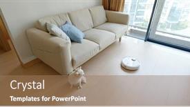  Presentation with slides - PPT theme featuring pomeranian-dog-sit-on-floor background and a coral colored foreground