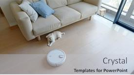  Presentation with slides - Theme with pomeranian-dog-sit-on-floor background and a lemonade colored foreground