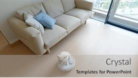  Presentation with slides - Cool new presentation with pomeranian-dog-sit-on-robotic backdrop and a light gray colored foreground