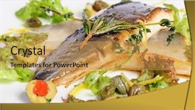  Presentation with trout fish file - Cool new slide set with pompano or dorada fish fillet backdrop and a yellow colored foreground