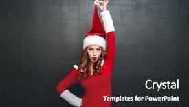  Presentation with beautiful reof christmas season - PPT layouts featuring pompom - beautiful christmas woman looking background and a dark gray colored foreground