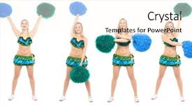  Presentation with green pom pom - Beautiful theme featuring pompom - cheerleader with pom-poms backdrop and a cream colored foreground