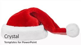  Presentation with hat - Slides enhanced with pompom - red santa claus hat background and a  colored foreground