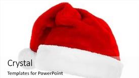  Presentation with red and white abstract - Theme enhanced with pompom - red santa claus hat background and a  colored foreground