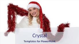  Presentation with spirit - Cool new presentation design with pon poms - woman getting into the christmas backdrop and a  colored foreground