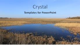  Presentation with pond - Slides having pond-among-dry-grass background and a light blue colored foreground
