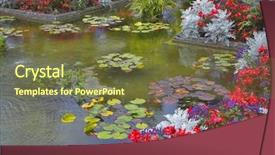  Presentation with pond - Colorful PPT theme enhanced with pond and a flower bed in fine park in canada backdrop and a tawny brown colored foreground