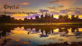  Presentation with reflecting - Theme with pond at sunrise siem reap background and a coral colored foreground