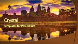  Presentation with reflecting - Colorful PPT layouts enhanced with pond at sunrise siem reap backdrop and a tawny brown colored foreground