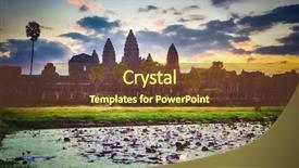  Presentation with reflecting - Cool new slide deck with pond at sunrise siem reap backdrop and a tawny brown colored foreground