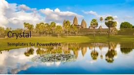  Presentation with reflecting - Amazing theme having pond at sunset siem reap backdrop and a gold colored foreground