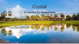  Presentation with reflecting - Cool new theme with pond at sunset siem reap backdrop and a light blue colored foreground