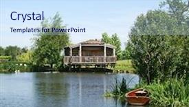  Presentation with vineyard - Slides having pond in bordeaux vineyard background and a sky blue colored foreground