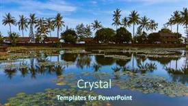 Presentation with bali - Cool new slides with pond-in-candidasa-bali-island backdrop and a ocean colored foreground