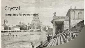  Presentation with pond - Beautiful PPT theme featuring pond in chidambaran pagoda india backdrop and a light gray colored foreground