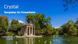  Presentation with rome italy - Beautiful PPT layouts featuring pond-in-villa-medici-rome backdrop and a cobalt blue colored foreground