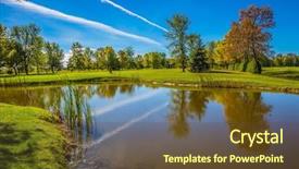  Presentation with green foliage - Amazing PPT theme having pond with a clay bottom backdrop and a tawny brown colored foreground