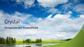  Presentation with frames blue green - Slides enhanced with pond with blue cloudy sky background and a light blue colored foreground