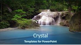  Presentation with blue water - PPT theme featuring pond with clear blue water background and a ocean colored foreground