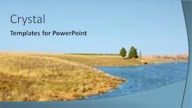  Presentation with pond - PPT theme having pond-with-dry-yellow-herbs background and a  colored foreground