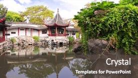  Presentation with ancient china - Colorful presentation theme enhanced with pond with fish in garden backdrop and a dark gray colored foreground