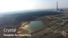  Presentation with orange plant - Presentation theme consisting of pond-with-red-orange-traces background and a tawny brown colored foreground