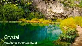  Presentation with pond - Audience pleasing presentation theme consisting of pond backdrop and a forest green colored foreground