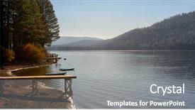  Presentation with beautiful moraine lake - Colorful PPT layouts enhanced with ponderosa pines - beautiful image of donner lake backdrop and a gray colored foreground