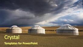  Presentation with tent - Presentation theme enhanced with pongol - yurt - nomad's tent is background and a tawny brown colored foreground