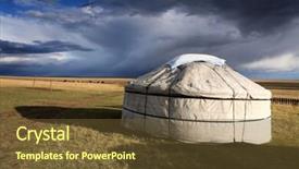  Presentation with dwelling - Amazing PPT theme having pongol - yurt - nomad's tent is backdrop and a  colored foreground