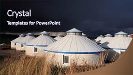  Presentation with tent - PPT theme with pongol - yurt - nomad's tent is background and a wine colored foreground
