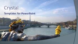  Presentation with eiffel tower - Beautiful PPT theme featuring pont alexandre iii across the river seine with eiffel tower skyline backdrop and a light blue colored foreground