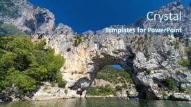  Presentation with stone - PPT theme consisting of pont-d-arc-stone-arch background and a ocean colored foreground