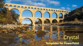  Presentation with ancient roman aqueduct bridge - Theme featuring pont-du-gard-in-autumn and a tawny brown colored foreground