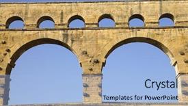  Presentation with aqueduct - PPT layouts having pont du gard roman aqueduct background and a light blue colored foreground