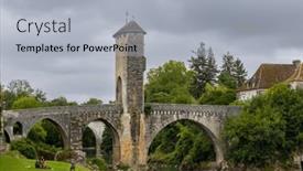  Presentation with bridge - PPT theme with pont-vieux-bridge-in-orthez background and a light gray colored foreground
