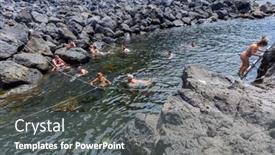  Presentation with seawater - PPT layouts enhanced with ponta-da-ferraria-azores-portugal background and a dark gray colored foreground