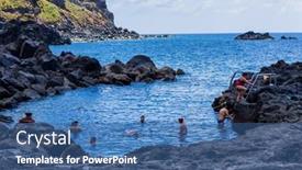  Presentation with seawater - Beautiful presentation theme featuring ponta-da-ferraria-azores-portugal backdrop and a ocean colored foreground