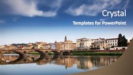  Presentation with cable stayed bridge over river - Audience pleasing PPT theme consisting of ponte alla garraia over river backdrop and a teal colored foreground