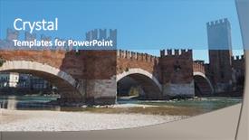  Presentation with cable stayed bridge over river - Amazing slide set having ponte di castelvecchio meaning old backdrop and a teal colored foreground