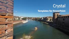  Presentation with old - Presentation design consisting of ponte di castelvecchio meaning old background and a teal colored foreground