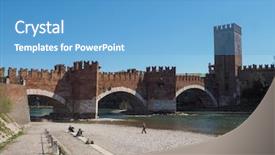  Presentation with old - Presentation design featuring ponte di castelvecchio meaning old background and a teal colored foreground