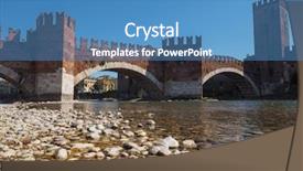  Presentation with cable stayed bridge over river - Amazing PPT theme having ponte di castelvecchio meaning old backdrop and a teal colored foreground