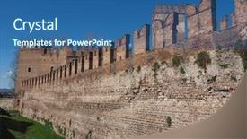  Presentation with cable stayed bridge over river - Presentation theme consisting of ponte di castelvecchio meaning old background and a ocean colored foreground