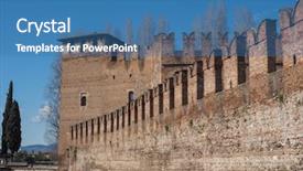  Presentation with cable stayed bridge over river - Colorful presentation theme enhanced with ponte di castelvecchio meaning old backdrop and a teal colored foreground